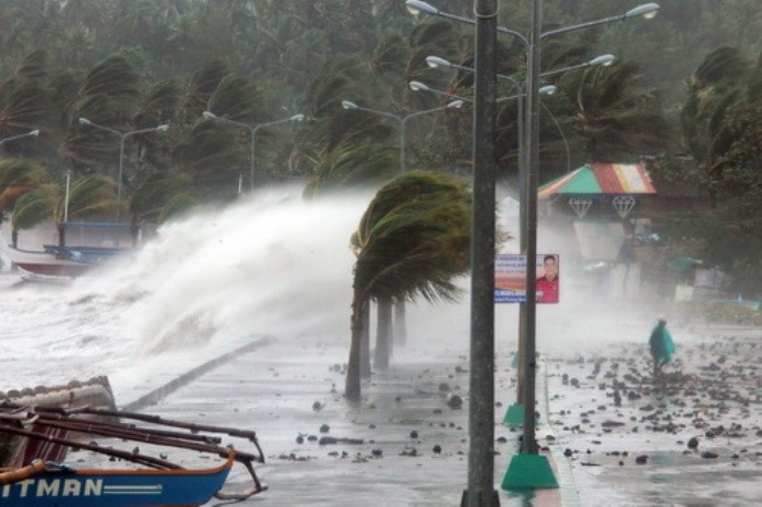 Siêu bão Hải Yến đổ bộ vào thành phố Legaspi ngày 8/11. (ẢNh: Thanh Niên)